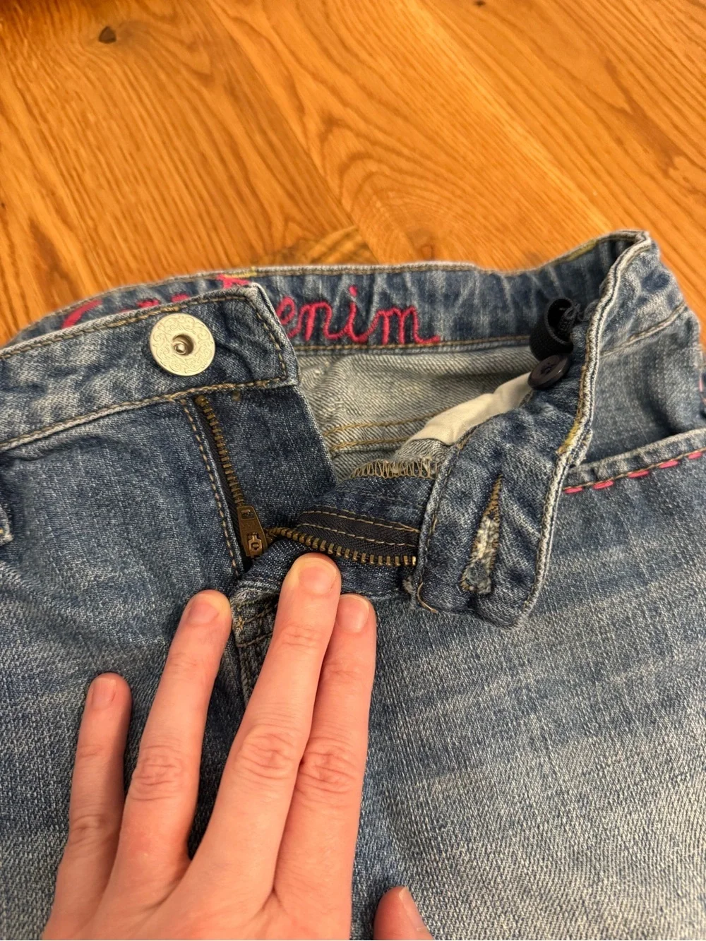 Gap Kids Vintage Denim Skirt with Embroidered Pockets Size 10 regular